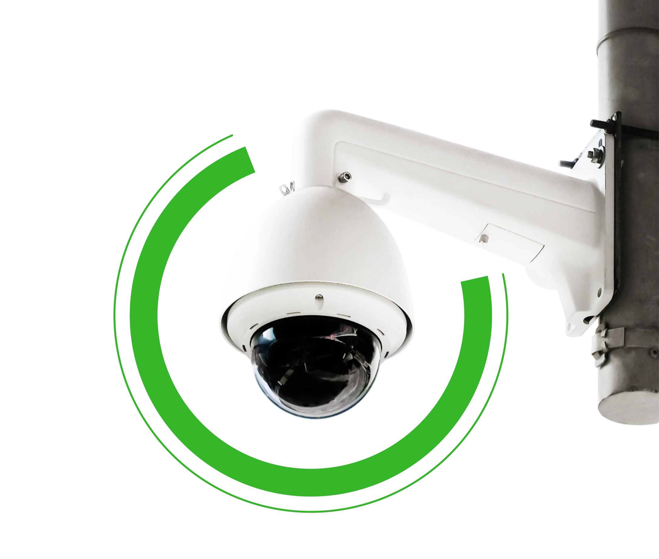 Dome camera mounted on wall